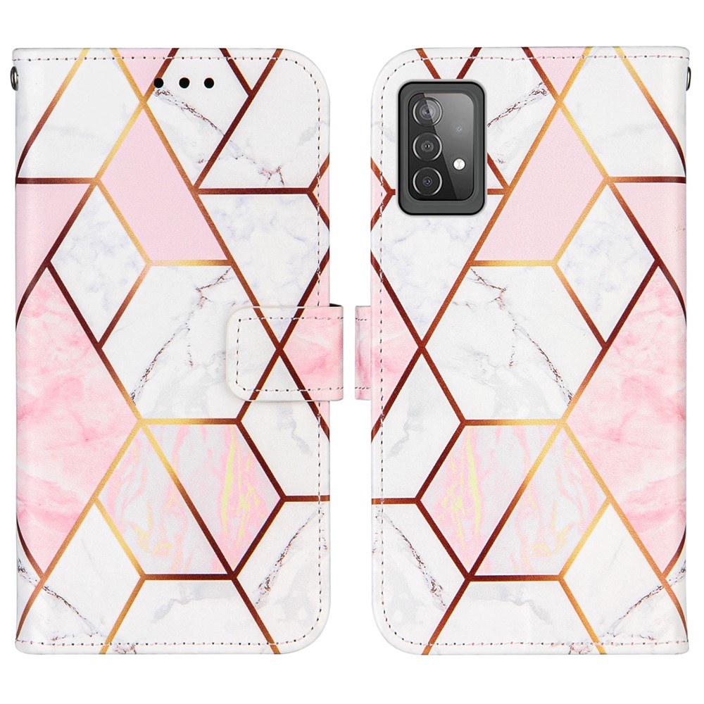 Diseño de Stand de Billetera Patrón de Mármol de Empalme TPU + PU Case de Cuero Para Samsung Galaxy A52 4G/5G / A52s 5G - Rosado