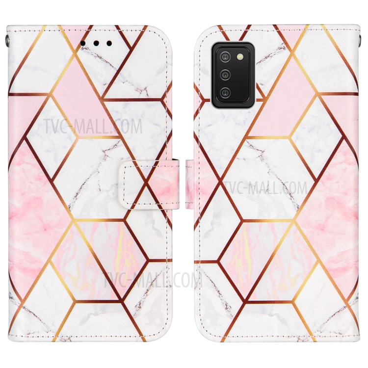 Splicing Marble Pattern Wallet Stand Design TPU + PU Leather Case for Samsung Galaxy A02s (EU Version) - Pink-3