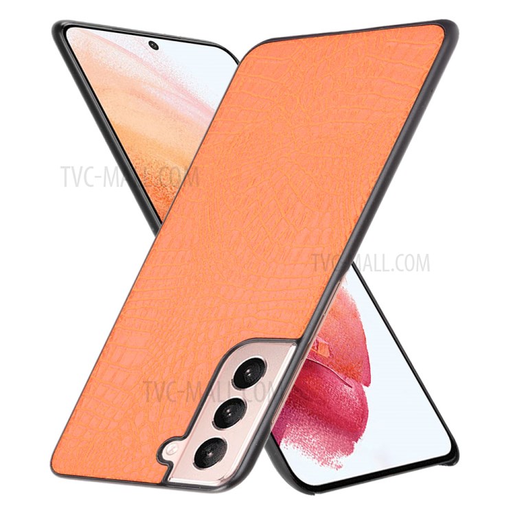 Crocodile Skin Texture Leather Coated Lightweight Phone Case Cover for Samsung Galaxy S21+ 5G - Orange-2