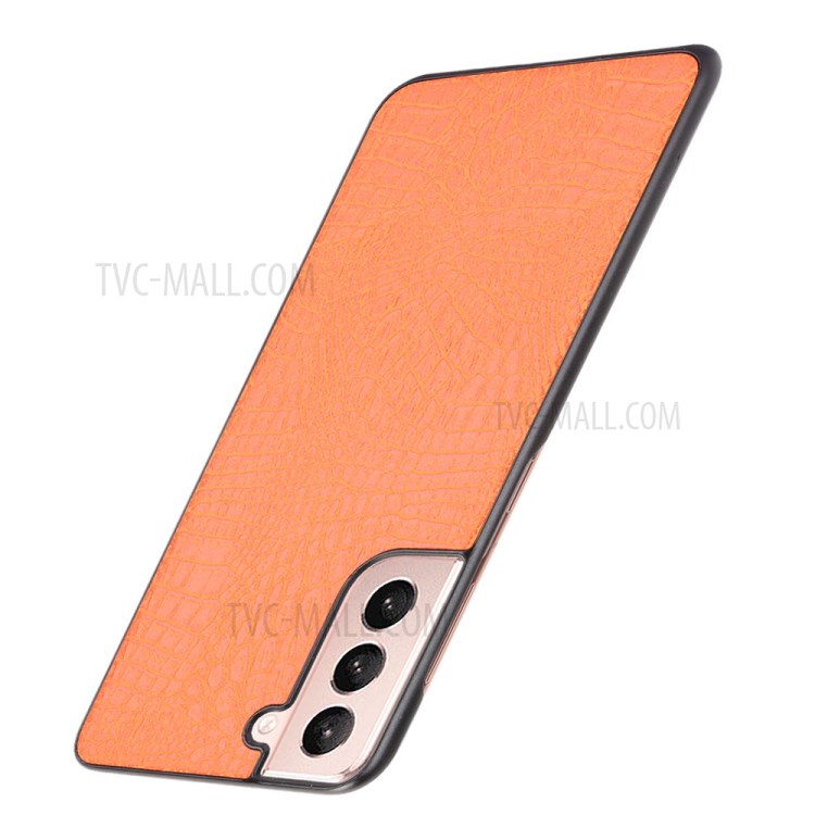 Crocodile Skin Texture Leather Coated Lightweight Phone Case Cover for Samsung Galaxy S21+ 5G - Orange-3