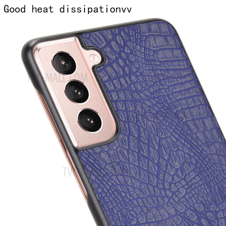 Crocodile Skin Texture Leather Coated Lightweight Phone Case Cover for Samsung Galaxy S21+ 5G - Blue-5