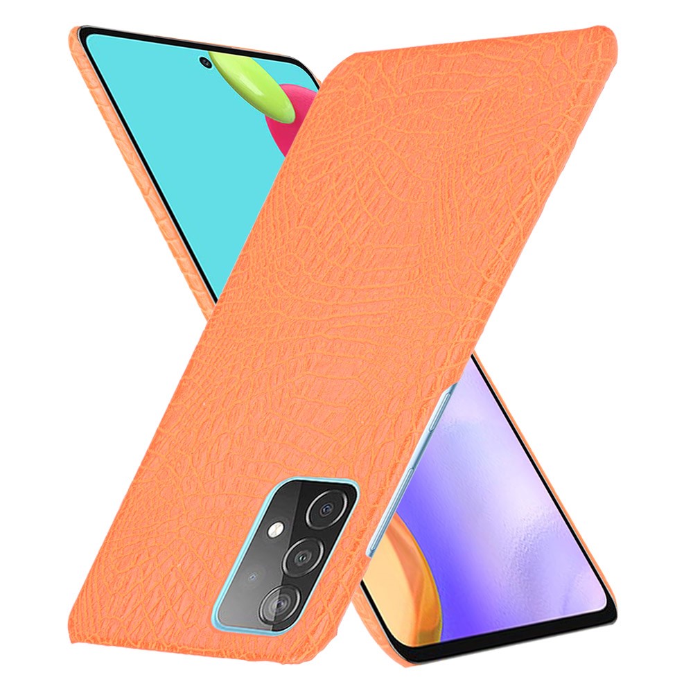 Crocodile Texture Leather Coated Hard PC Phone Cover Case for Samsung Galaxy A52 5G - Orange-2