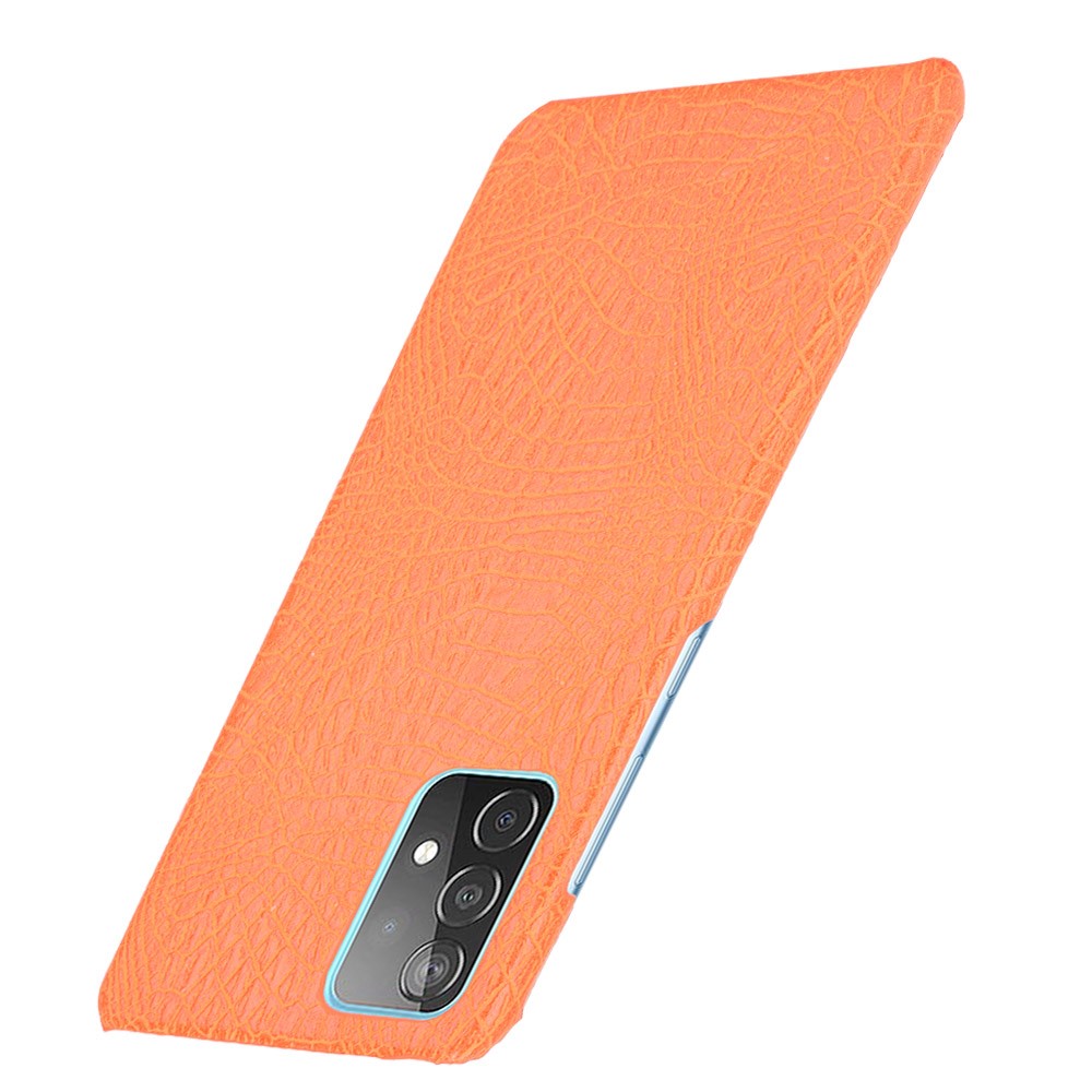 Crocodile Texture Leather Coated Hard PC Phone Cover Case for Samsung Galaxy A52 5G - Orange-3