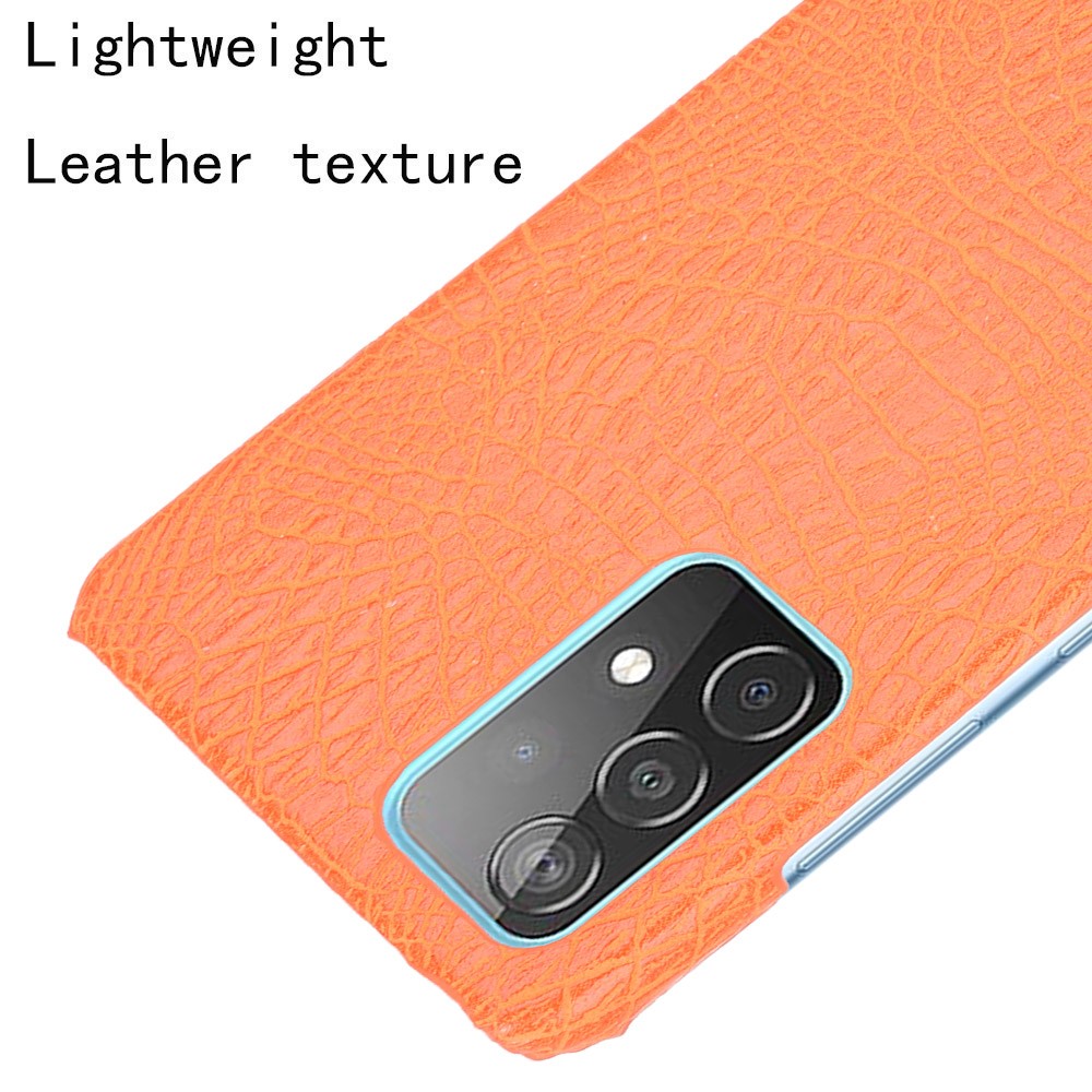 Crocodile Texture Leather Coated Hard PC Phone Cover Case for Samsung Galaxy A52 5G - Orange-4