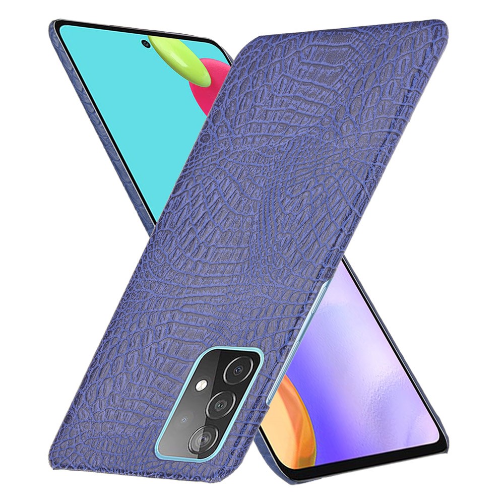 Crocodile Texture Leather Coated Hard PC Phone Cover Case for Samsung Galaxy A52 5G - Dark Blue-2