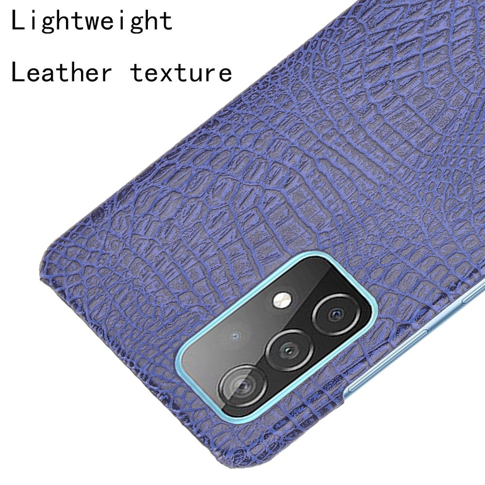 Crocodile Texture Leather Coated Hard PC Phone Cover Case for Samsung Galaxy A52 5G - Dark Blue-4