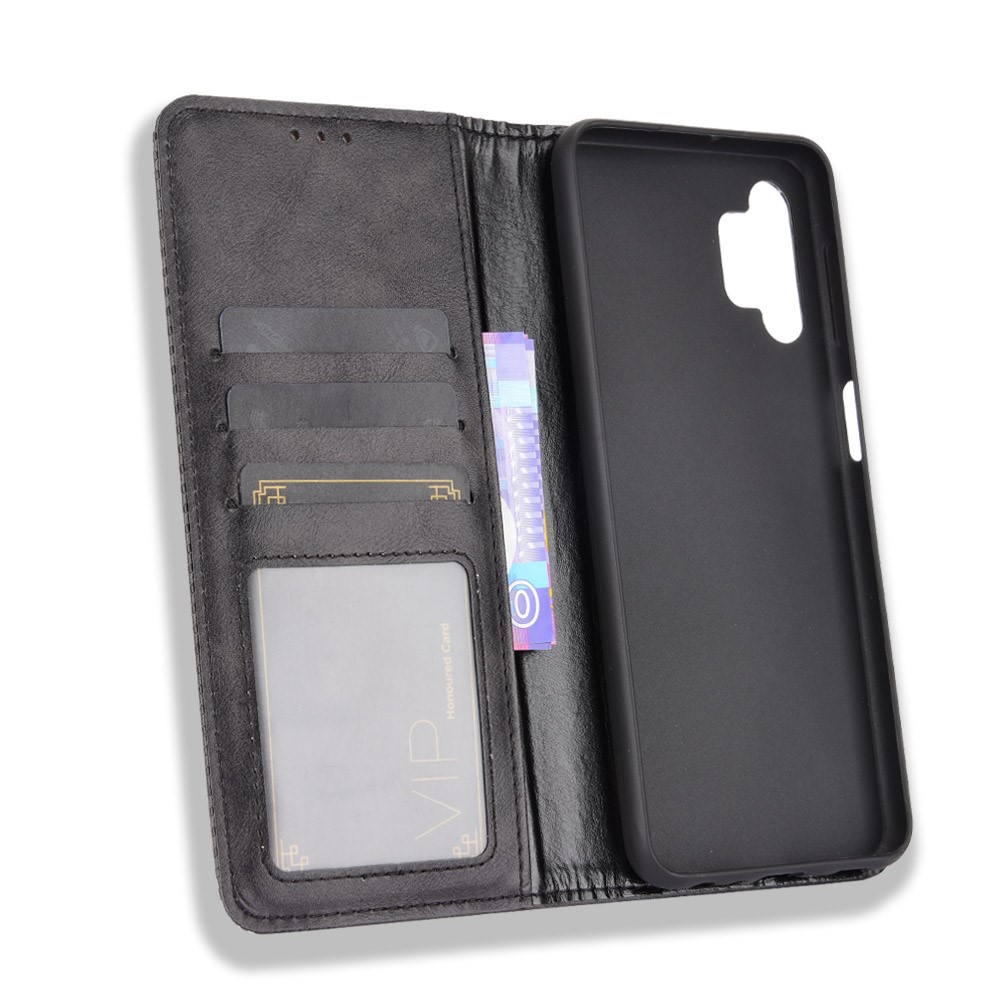 Magnetischer Vintage -stil -wallet -stand Phone Hülle Für Samsung Galaxy A32 5G/M32 5G - Schwarz-4