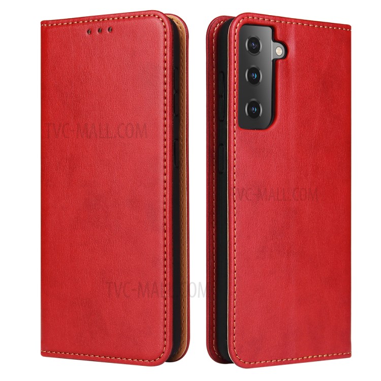 PU Leather + TPU Stand Wallet Cell Phone Protective Shell for Samsung Galaxy S21+ 5G - Red-1