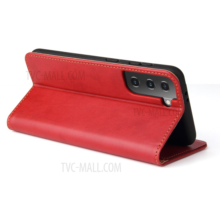 PU Leather + TPU Stand Wallet Cell Phone Protective Shell for Samsung Galaxy S21+ 5G - Red-4