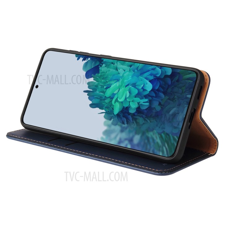 PU Leather + TPU Stand Wallet Cell Phone Protective Shell for Samsung Galaxy S21+ 5G - Blue-5