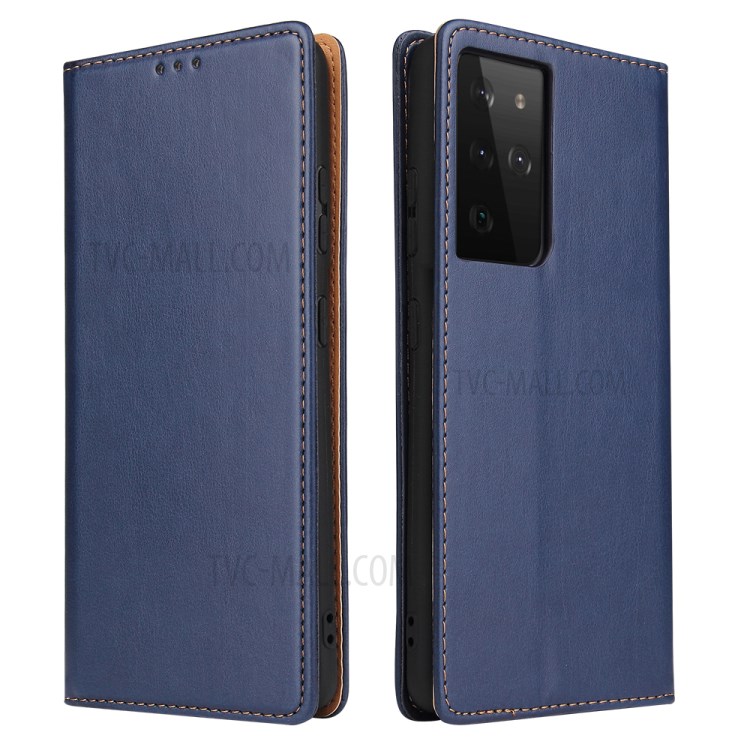 TPU + PU Leather Stand Wallet Cell Phone Protective Shell for Samsung Galaxy S21 Ultra 5G - Blue-1