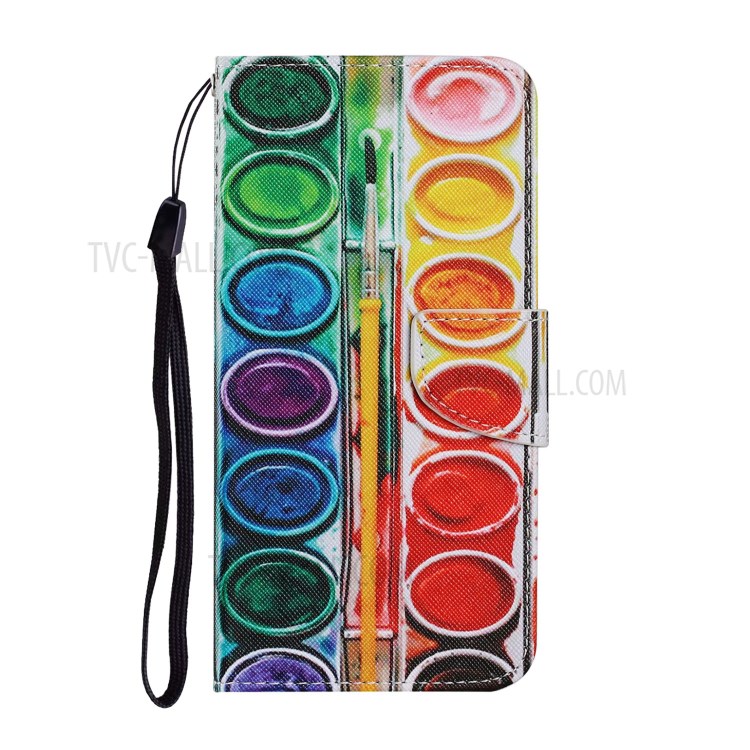 Pattern Printing TPU + PU Leather Wallet Stand Phone Case with Lanyard for Samsung Galaxy S21+ 5G - Palette-1