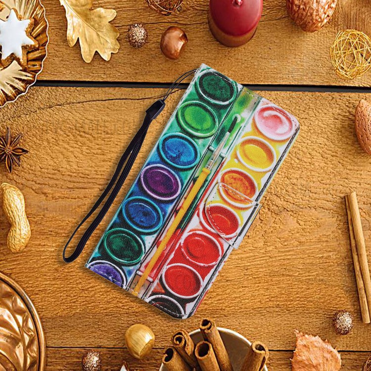 Pattern Printing TPU + PU Leather Wallet Stand Phone Case with Lanyard for Samsung Galaxy S21+ 5G - Palette-5