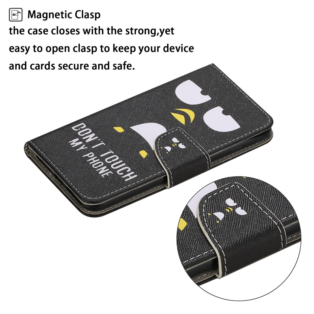 Pattern Printing Design PU Leather Wallet Phone Stand Case with Strap for Samsung Galaxy A02s (EU Version) - Don't Touch My Phone-3