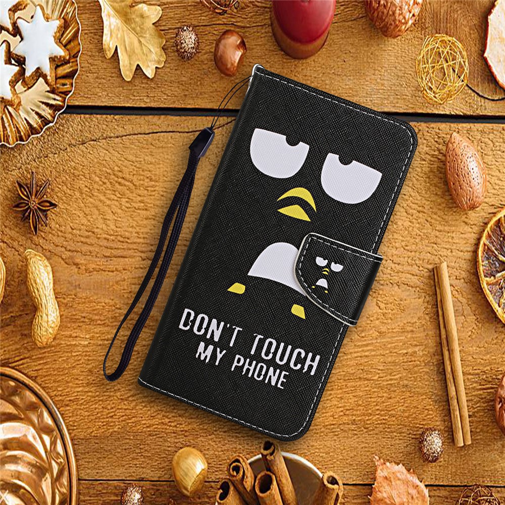 Pattern Printing Design PU Leather Wallet Phone Stand Case with Strap for Samsung Galaxy A02s (EU Version) - Don't Touch My Phone-7