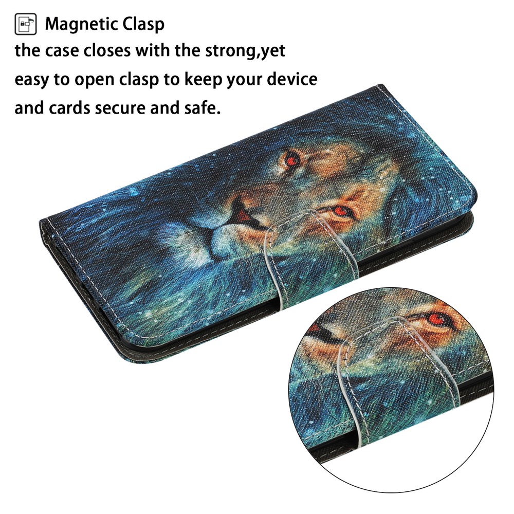 Pattern Printing TPU + PU Leather Wallet Stand Phone Case with Lanyard for Samsung Galaxy S21 5G - Lion-3