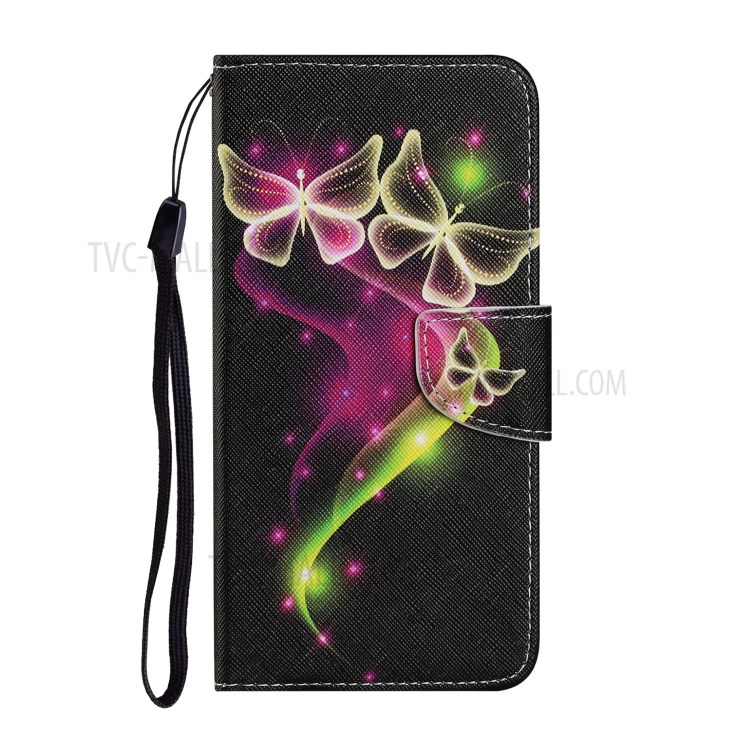 Pattern Printing TPU + PU Leather Wallet Stand Phone Case with Lanyard for Samsung Galaxy S21 5G - Beautiful Butterfly-1