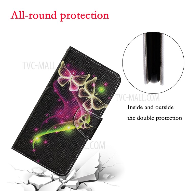 Pattern Printing TPU + PU Leather Wallet Stand Phone Case with Lanyard for Samsung Galaxy S21 5G - Beautiful Butterfly-4