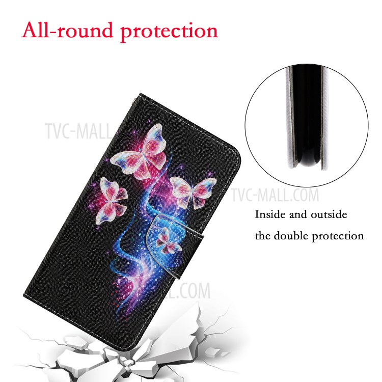 Pattern Printing TPU + PU Leather Wallet Stand Phone Case with Lanyard for Samsung Galaxy S21 5G - Pink Butterfly-4