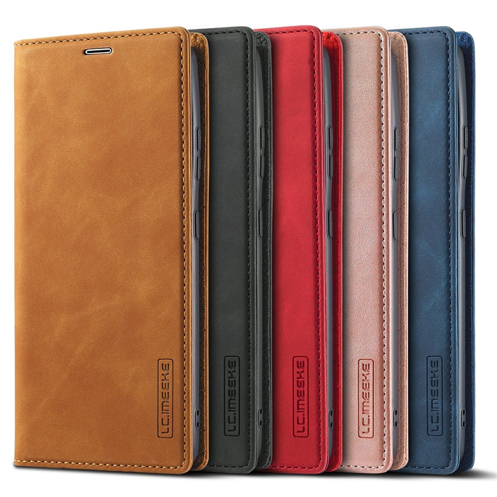 LC.IMEEKE Strong Magnetic Auto-absorbed Business Style Leather Phone Shell for Samsung Galaxy S21 Ultra 5G - Black-15