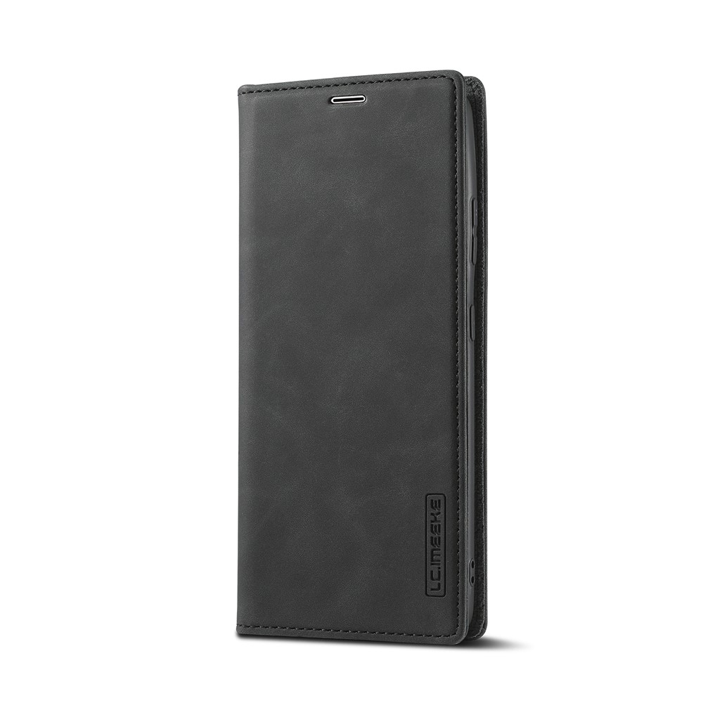 LC.IMEEKE Strong Magnetic Auto-absorbed Business Style Leather Phone Shell for Samsung Galaxy S21 Ultra 5G - Black-4