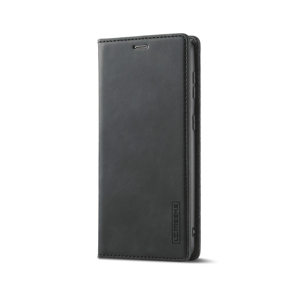 LC.IMEEKE Strong Auto-absorbed Magnetic Edge Business Style Leather Phone Cover for Samsung Galaxy S21 5G - Black-4