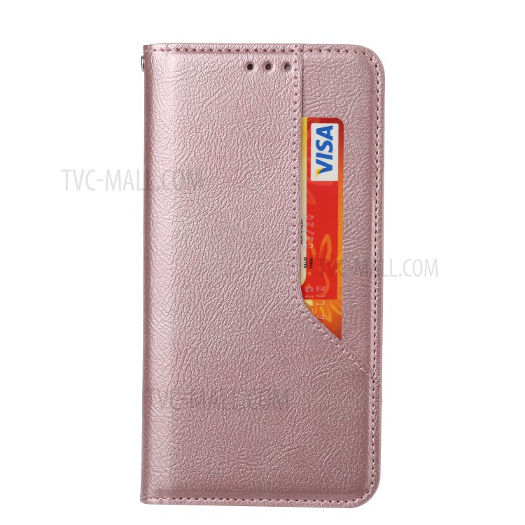 Auto-absorbed Leather Wallet Stand Protective Cover for Samsung Galaxy S21 Ultra 5G - Rose Gold-2