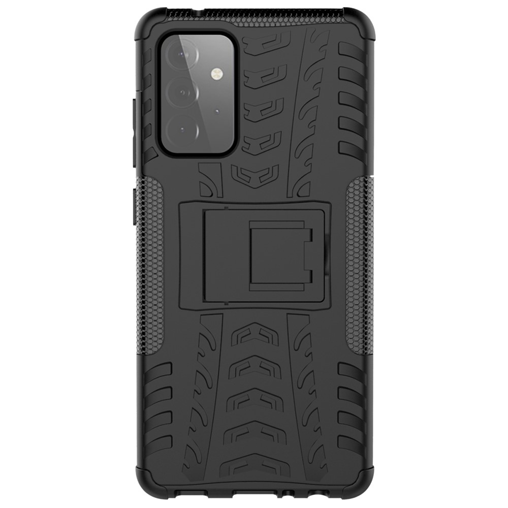 Foldable Kickstand Cool Tyre PC + TPU Hybrid Shell Case for Samsung Galaxy A72 5G - Black-2