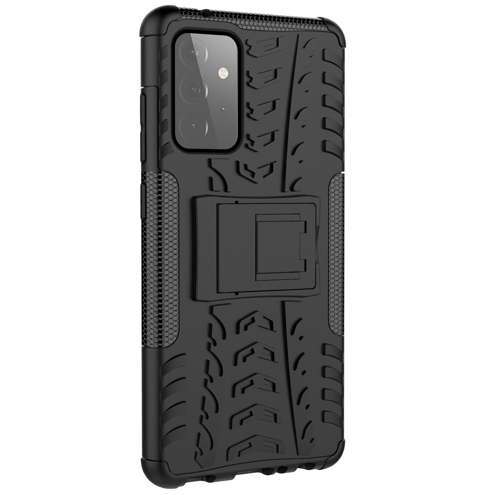 Foldable Kickstand Cool Tyre PC + TPU Hybrid Shell Case for Samsung Galaxy A72 5G - Black-5