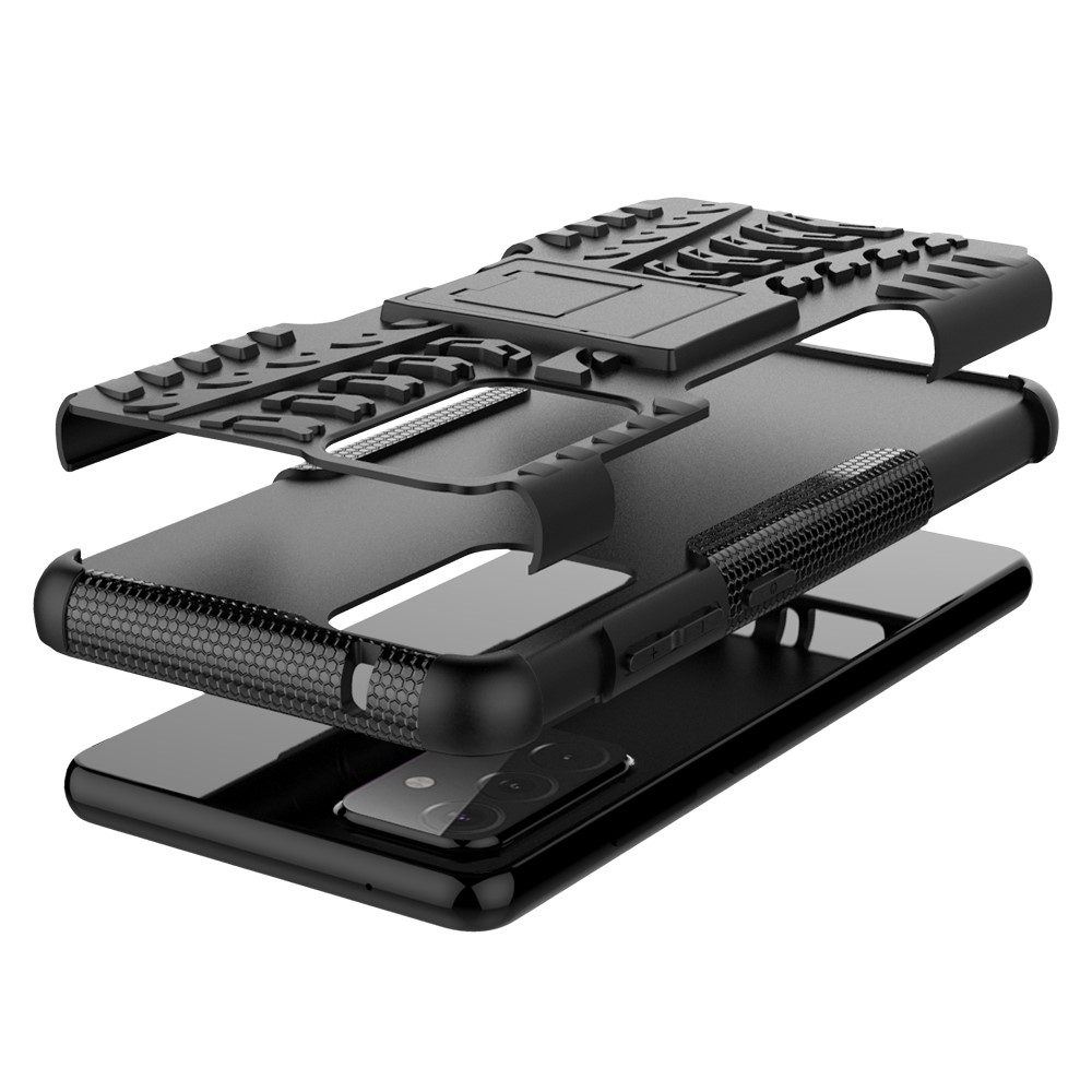 Foldable Kickstand Cool Tyre PC + TPU Hybrid Shell Case for Samsung Galaxy A72 5G - Black-7