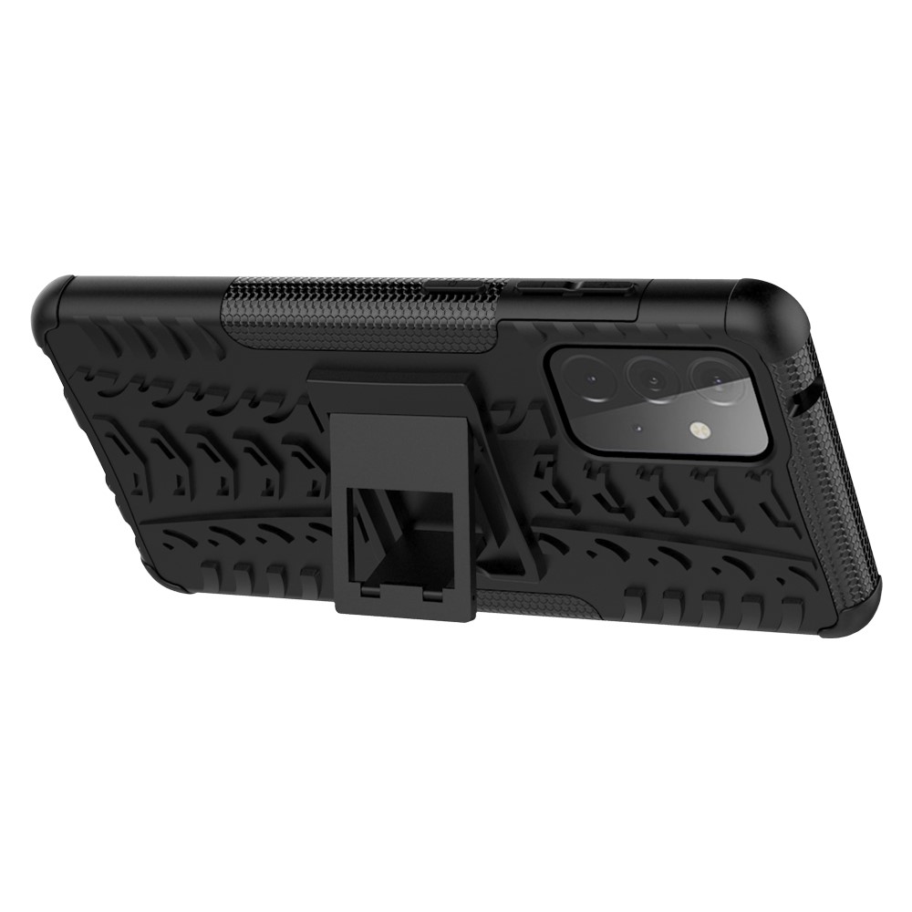 Foldable Kickstand Cool Tyre PC + TPU Hybrid Shell Case for Samsung Galaxy A72 5G - Black-8
