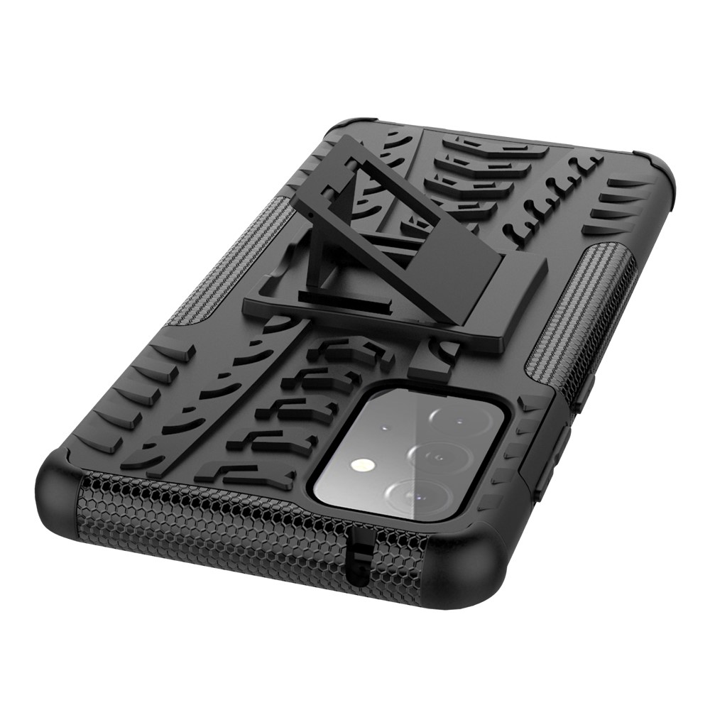Foldable Kickstand Cool Tyre PC + TPU Hybrid Shell Case for Samsung Galaxy A72 5G - Black-9