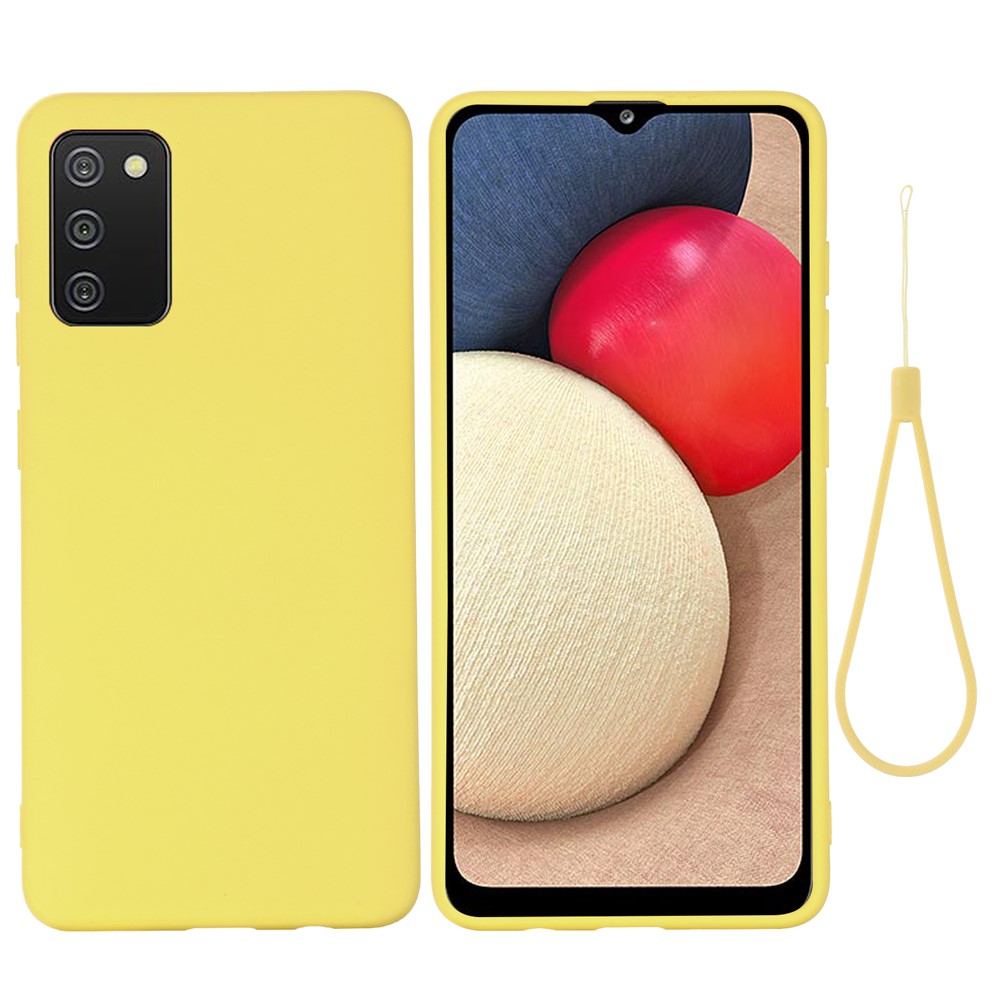 Drop-proof Soft Liquid Silicone Case for Samsung Galaxy A02s (EU Version) - Yellow-1