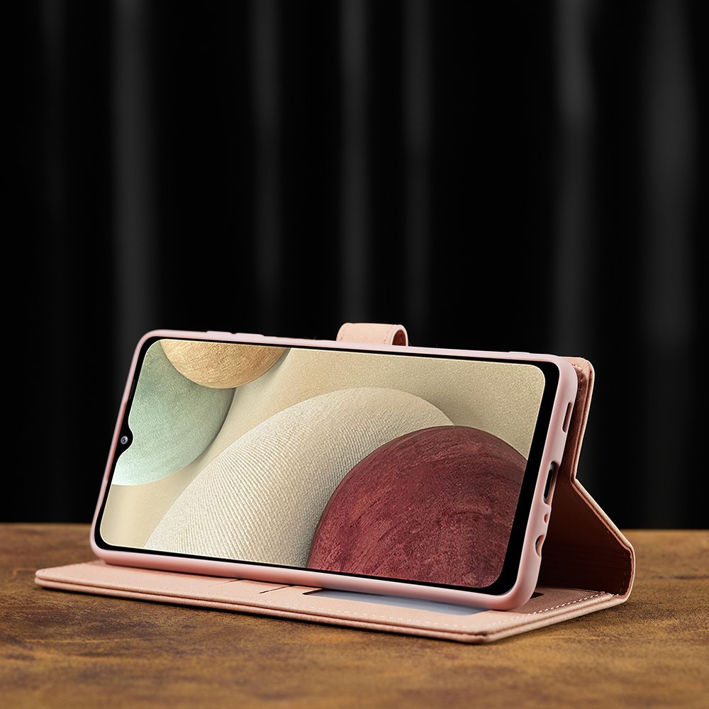 FORWENW F1 Series Leather Wallet Stand Cover Case for Samsung Galaxy A12 - Rose Gold-11