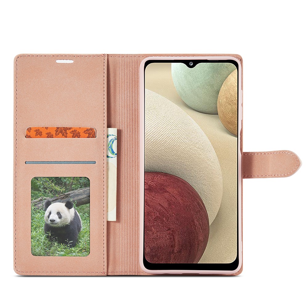 FORWENW F1 Series Leather Wallet Stand Cover Case for Samsung Galaxy A12 - Rose Gold-3