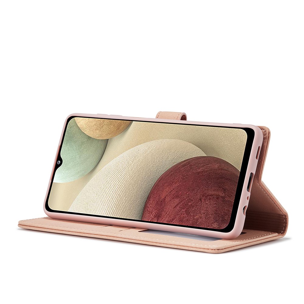 FORWENW F1 Series Leather Wallet Stand Cover Case for Samsung Galaxy A12 - Rose Gold-4
