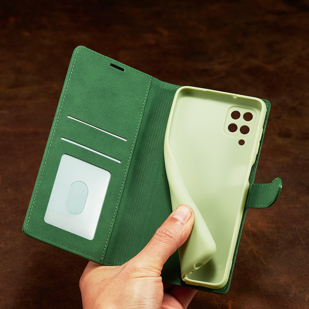 FORWENW F1 Series Leather Wallet Stand Cover Case for Samsung Galaxy A12 - Green-10