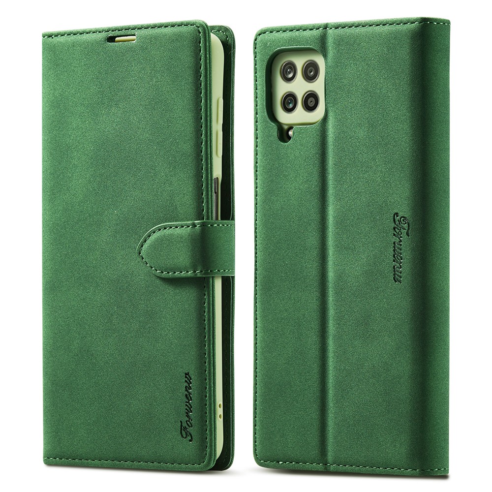 FORWENW F1 Series Leather Wallet Stand Cover Case for Samsung Galaxy A12 - Green-12