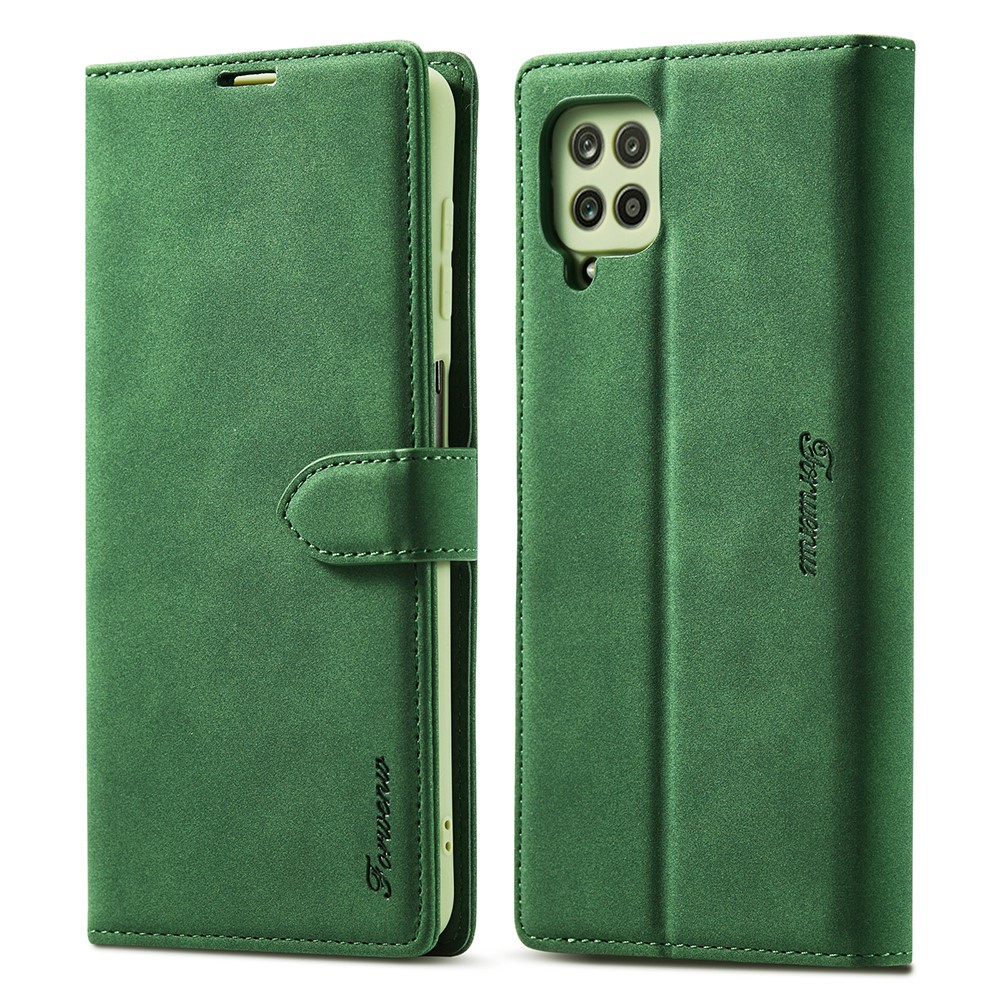 Forwenw F1 -serie Leder -brieftaschen -ständer Cover Hülle Für Samsung Galaxy A12 - Grün-12