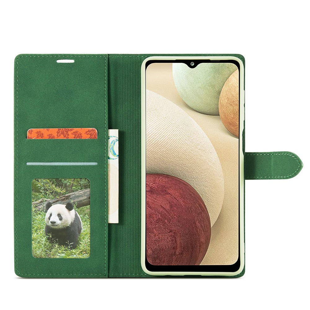 FORWENW F1 Series Leather Wallet Stand Cover Case for Samsung Galaxy A12 - Green-3
