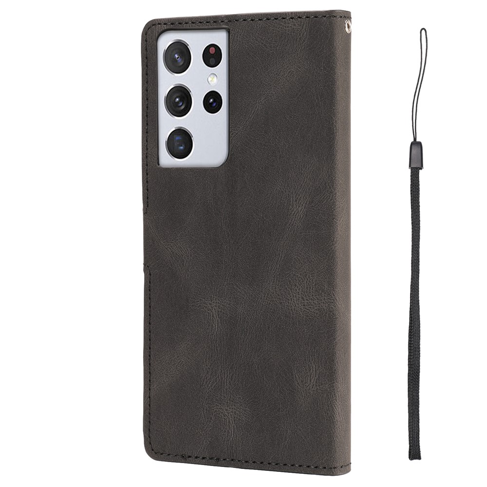 Wallet Stand Design Fantasy Classic Leather Phone Case for Samsung Galaxy S21 Ultra - Black-11