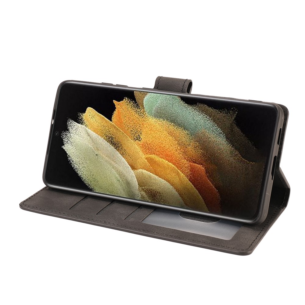 Wallet Stand Design Fantasy Classic Leather Phone Case for Samsung Galaxy S21 Ultra - Black-13