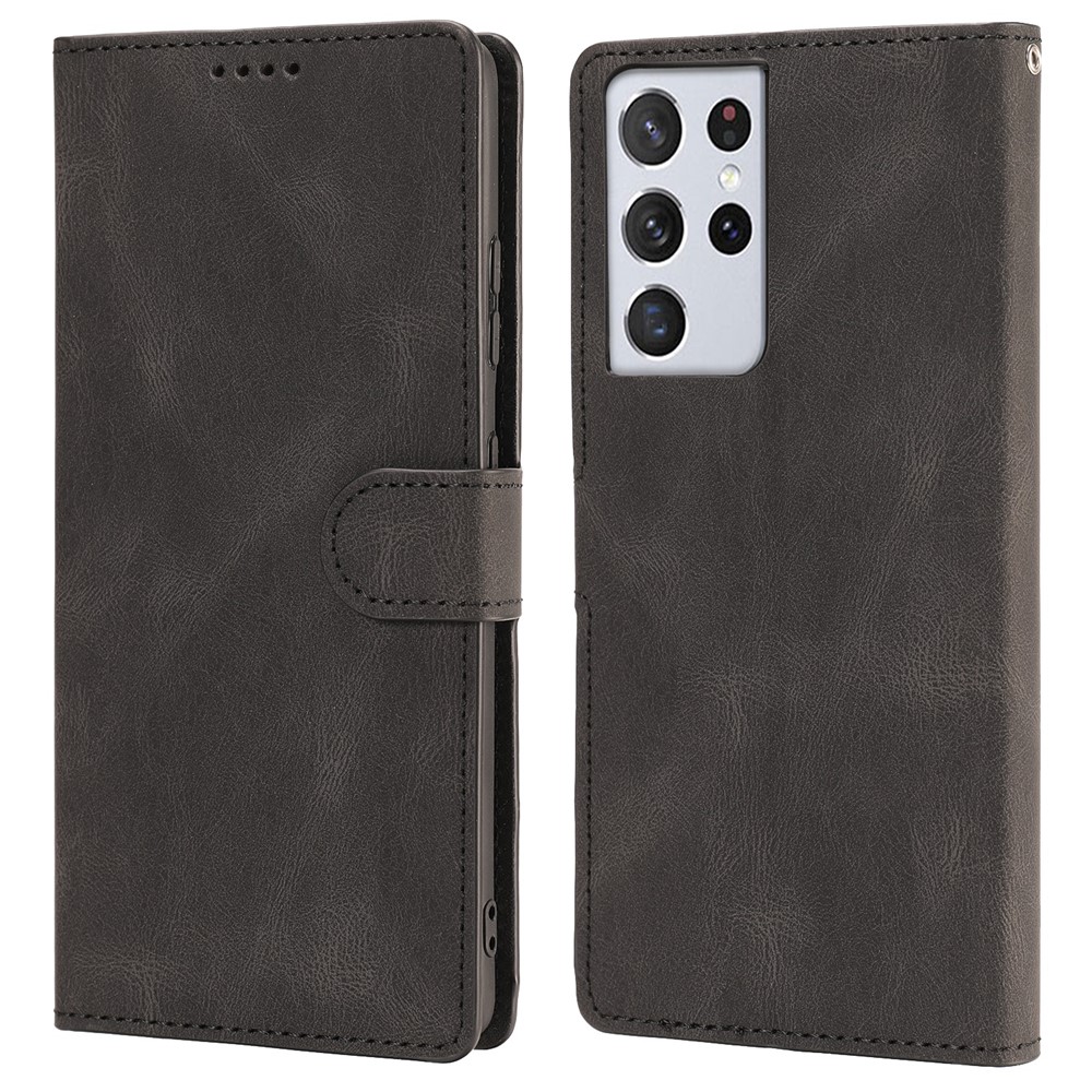 Wallet Stand Design Fantasy Classic Leather Phone Case for Samsung Galaxy S21 Ultra - Black-2
