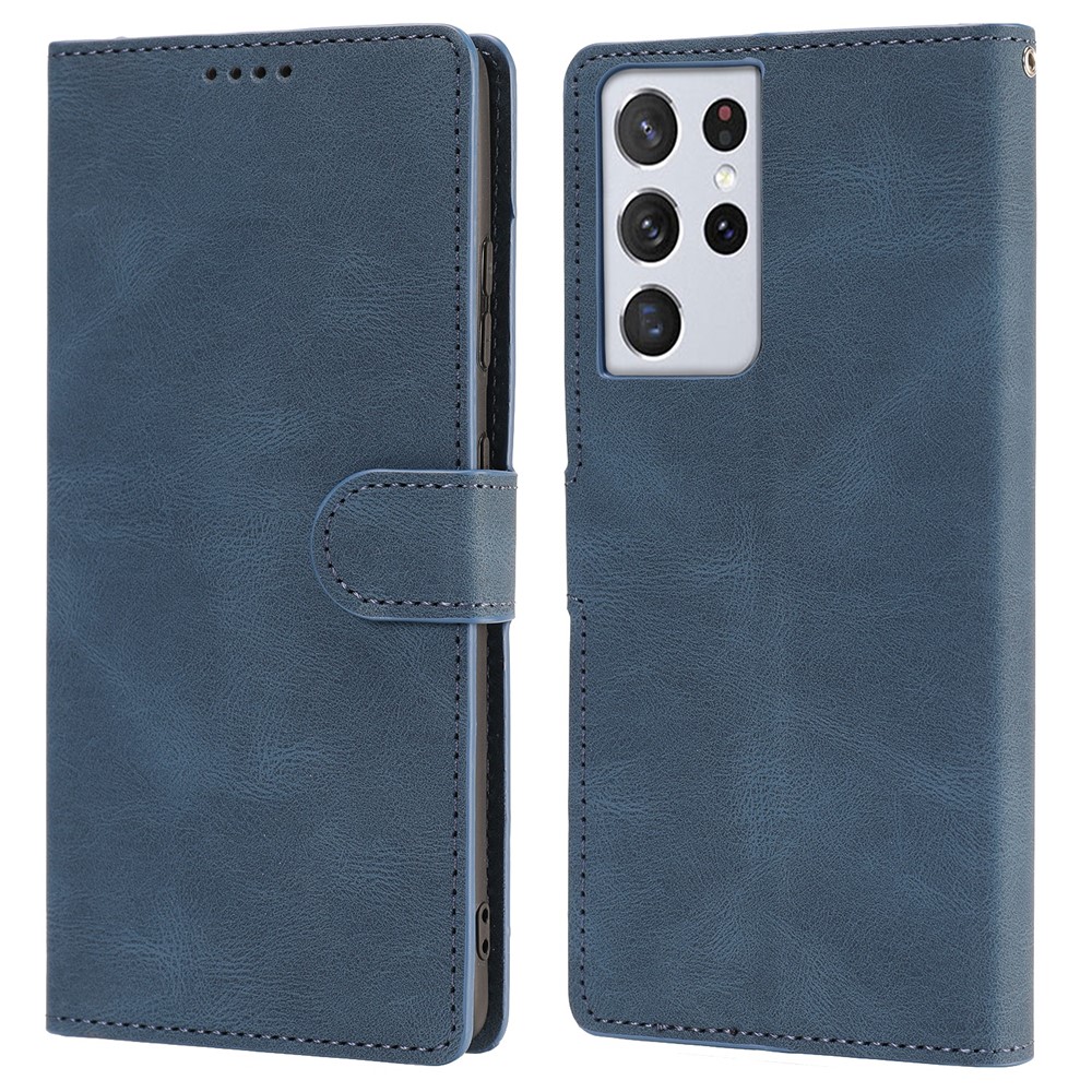 Wallet Stand Design Fantasy Classic Leather Phone Case for Samsung Galaxy S21 Ultra - Blue-2