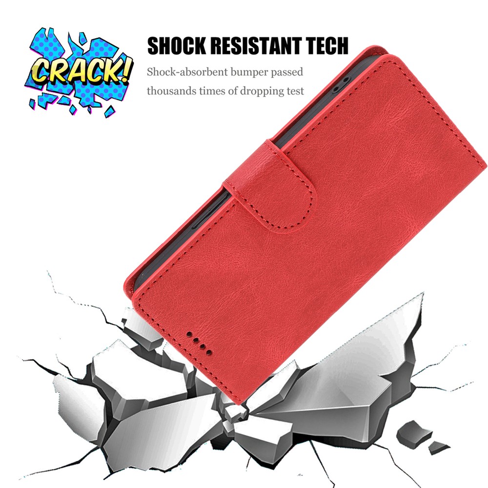 Fantasy Classic Leather Wallet Phone Case with Stand for Samsung Galaxy S21 5G - Red-7