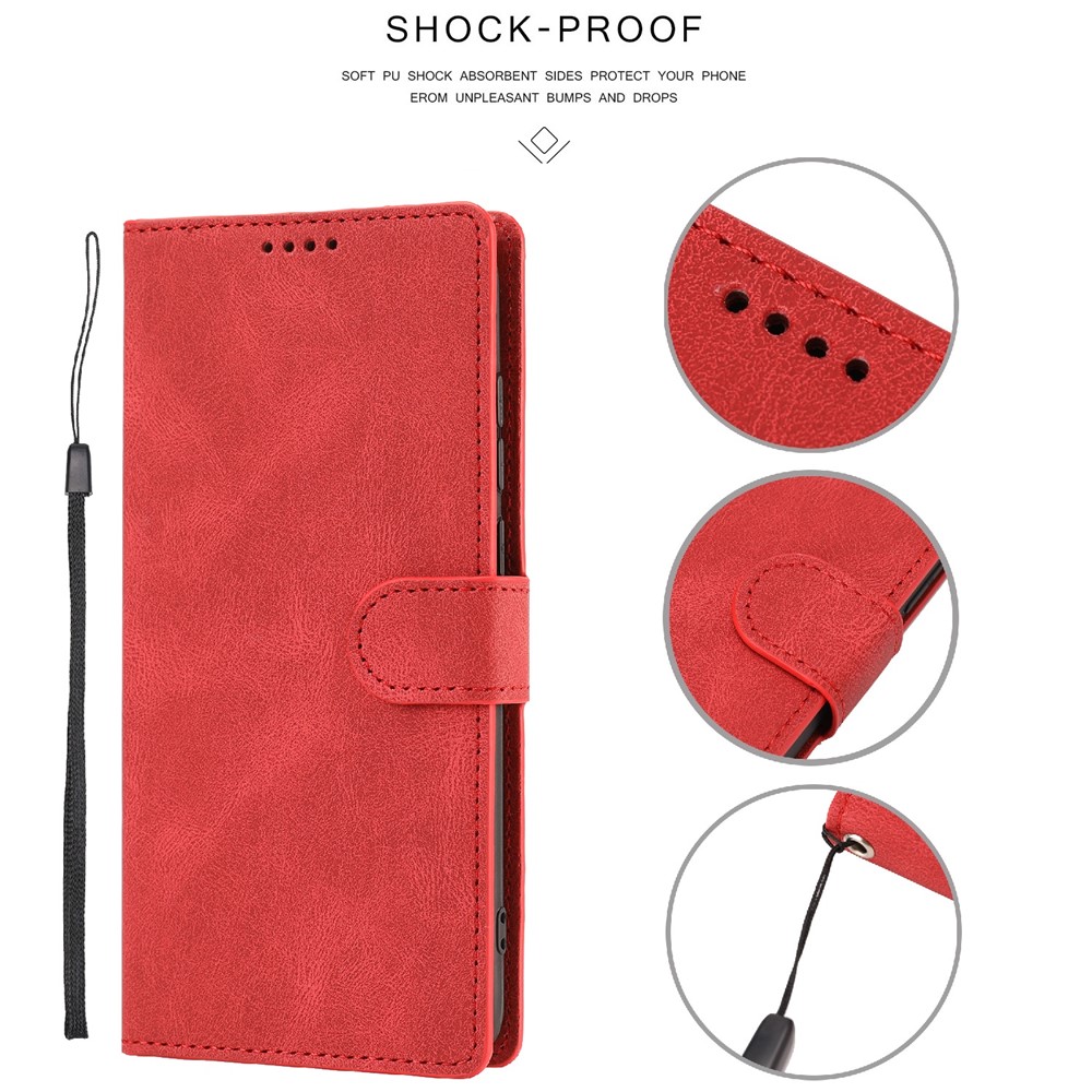 Fantasy Classic Leather Wallet Phone Case with Stand for Samsung Galaxy S21 5G - Red-9