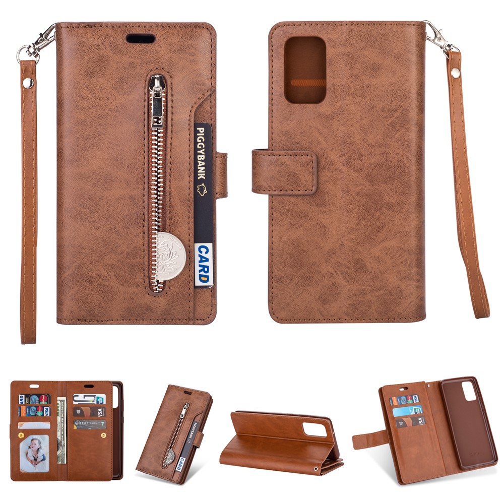 Multi-function Leather Wallet Stand Cover Case for Samsung Galaxy A32 5G - Brown-1