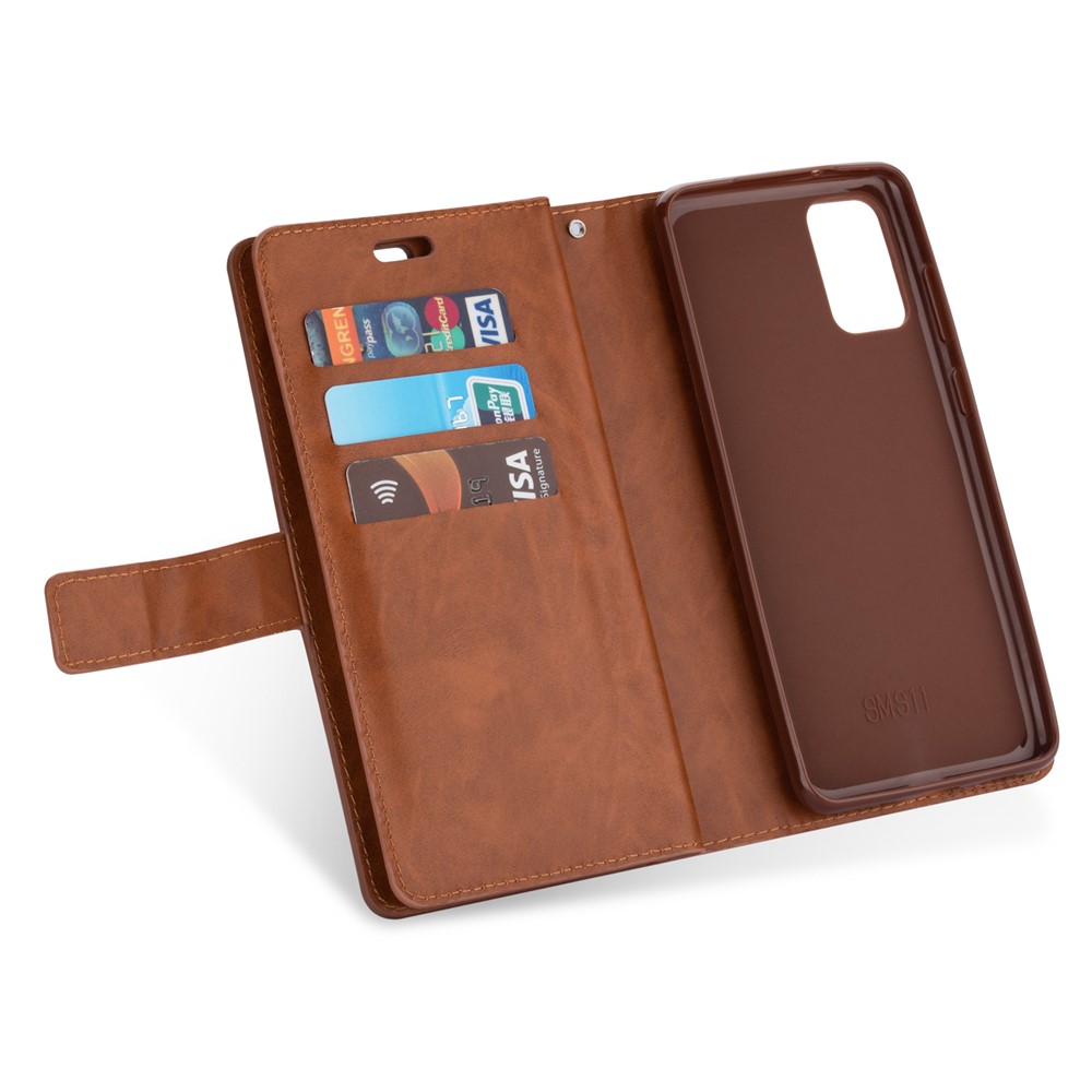Multi-function Leather Wallet Stand Cover Case for Samsung Galaxy A32 5G - Brown-5