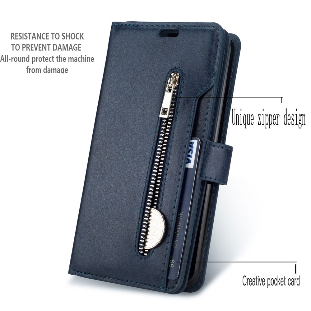 Multi-function Leather Wallet Stand Cover Case for Samsung Galaxy S21 Ultra 5G - Blue-5