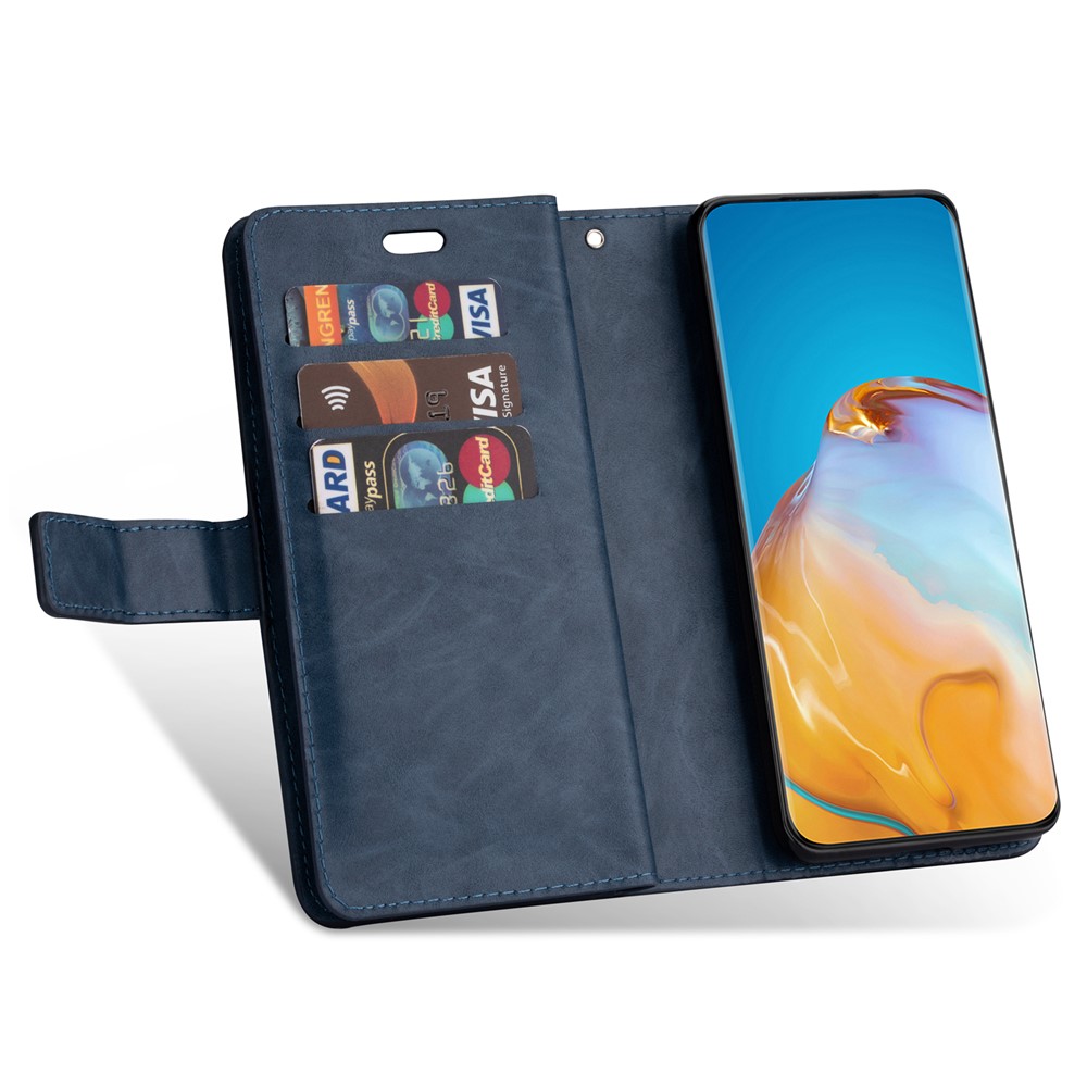 Multi-function Leather Wallet Stand Cover Case for Samsung Galaxy S21 Ultra 5G - Blue-6